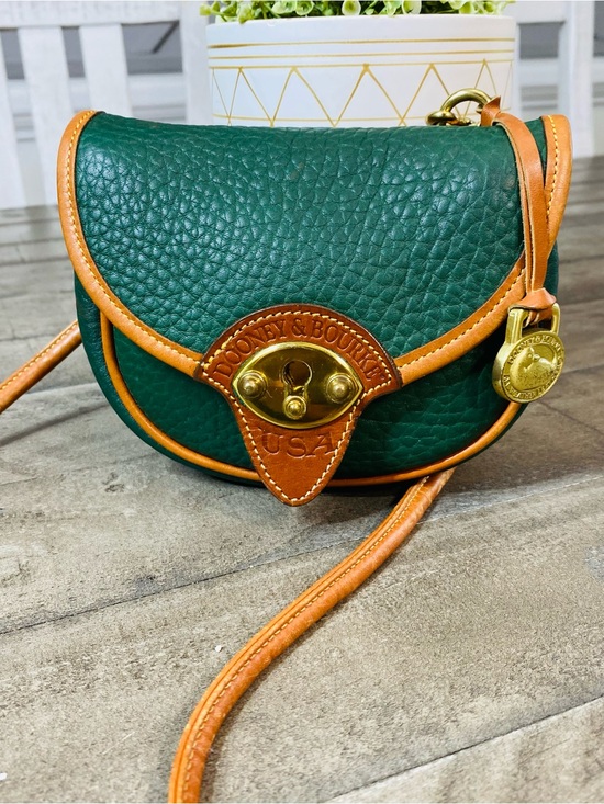Dooney & Bourke Handbags - Vintage Dooney & Bourke AWL Ivy Green Leather Mini Cavalry Crossbody Belt Bag